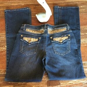 Mudd boot cut gold sequins jeans size 9